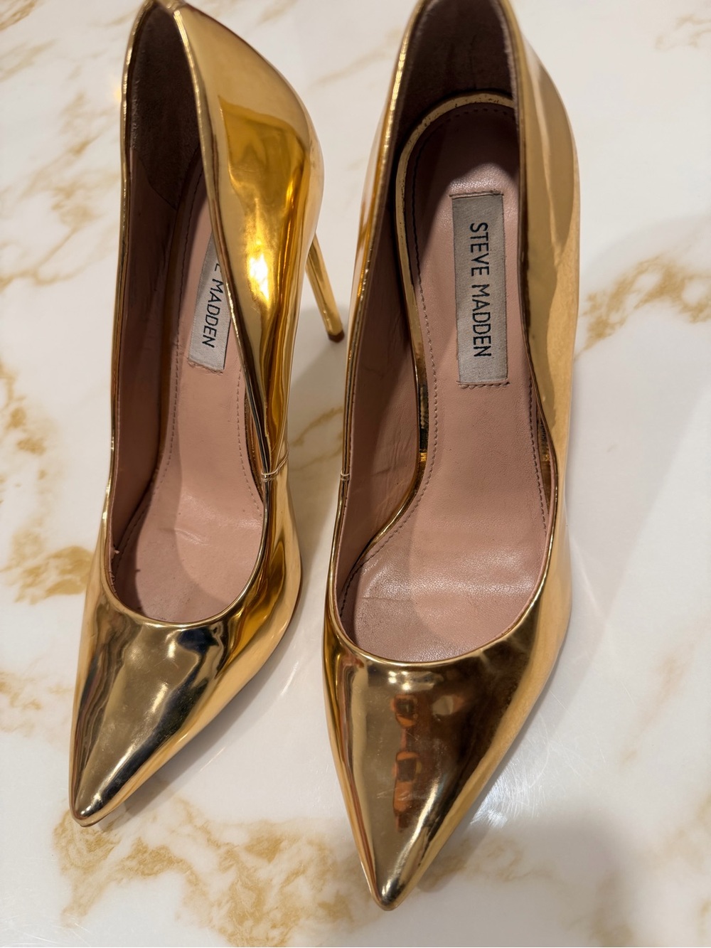 Steve Madden Gold Metallic Pointed-Toe Stiletto Heels